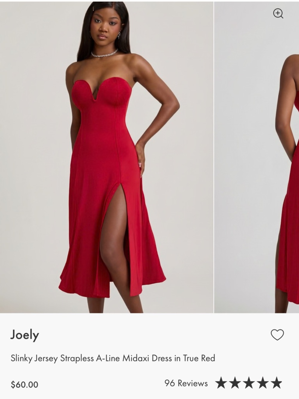 Oh Polly True Red Strapless A-Line Midaxi Dress